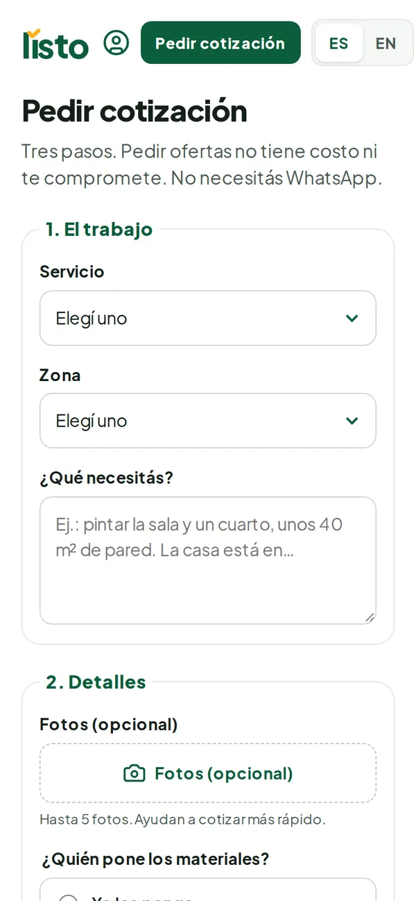Listo: Request a quote