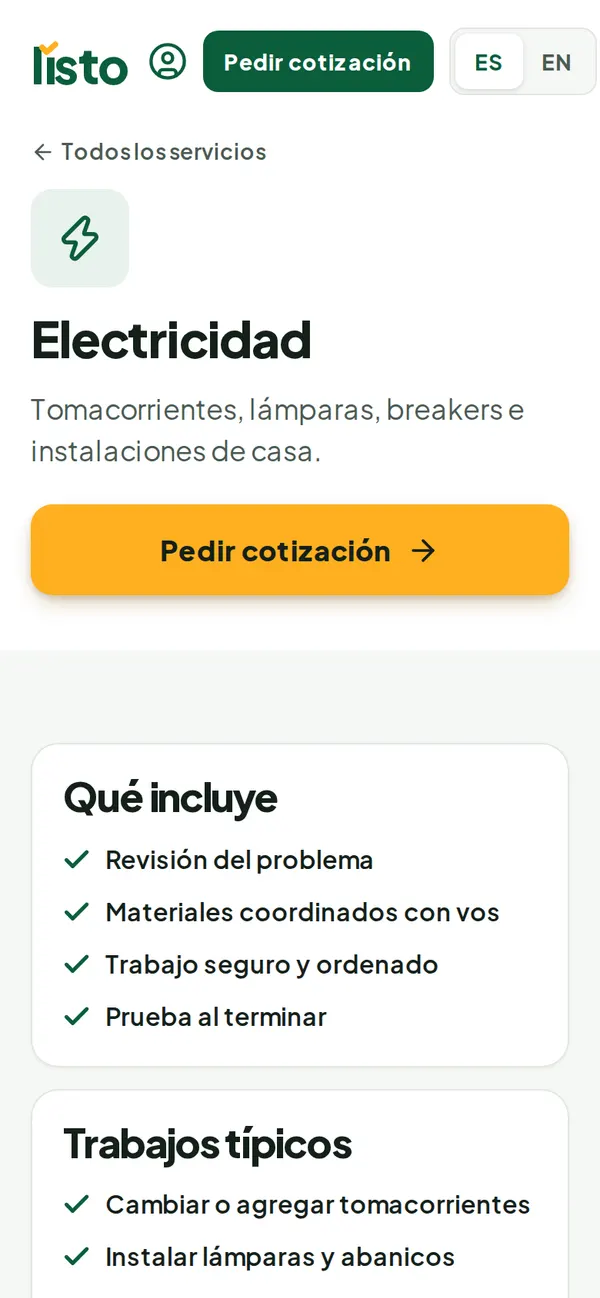 Listo: Electrical work in Guanacaste