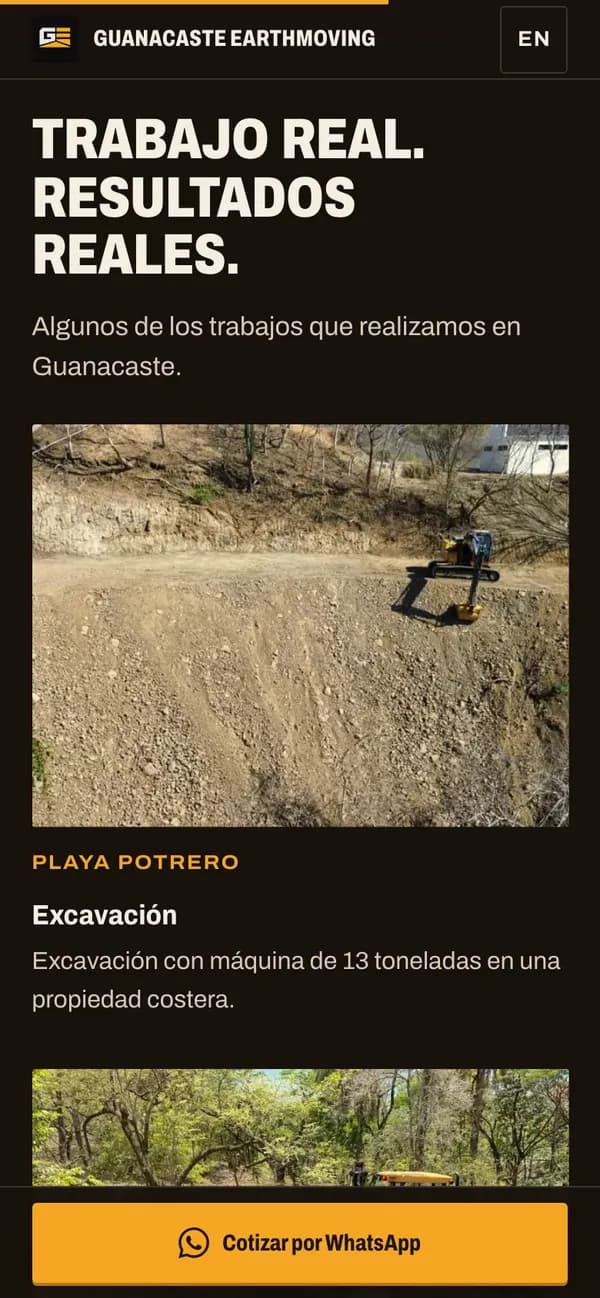 Guanacaste Earthmoving: Real job photography