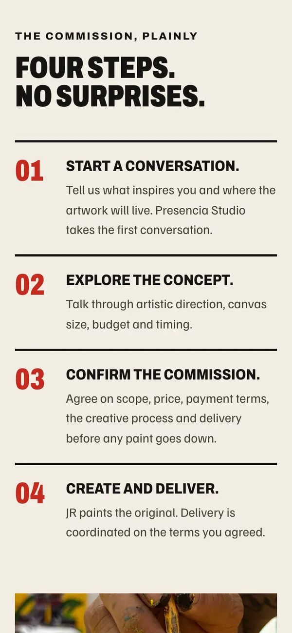 JR Rodríguez: The commission in four steps